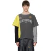 We11 Done Gray Patchwork Layered Long-sleeve T-shirt In Multi