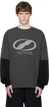 We11 Done Gray Pearl Logo Long-sleeved T-shirt In Gray