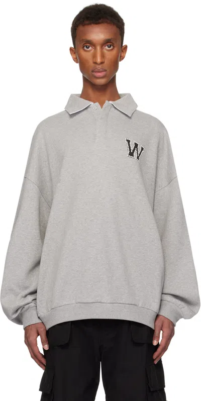 WE11 DONE GRAY PEARL LOGO POLO