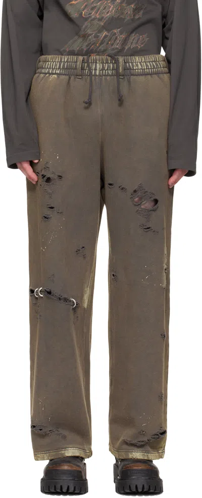 We11 Done Gray Pierced Sweatpants In Charcoal