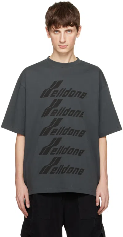 We11 Done Gray Printed T-shirt In Charcoal