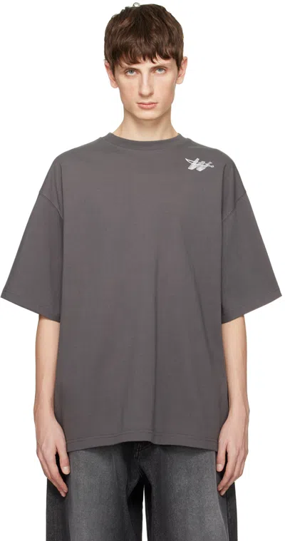We11 Done Gray Printed T-shirt In Charcoal