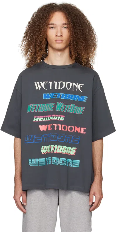 We11 Done Gray Printed T-shirt In Charcoal