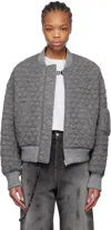 We11 Done Gray Quilted Bomber Jacket In M/grey