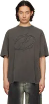 We11 Done Gray Selldone Patch T-shirt In Charcoal