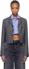We11 Done Gray Single-breasted Crop Blazer In Grey