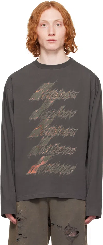 We11 Done Gray Spark Logo T-shirt In Charcoal