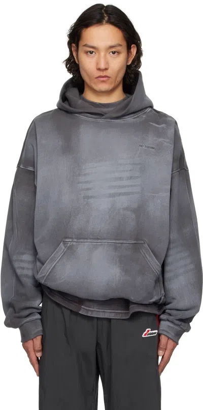 We11 Done Gray Sprayed Hoodie In Charcoal