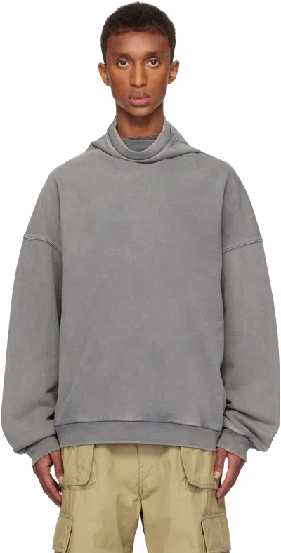 We11 Done Gray Standard Logo Turtleneck In Charcoal