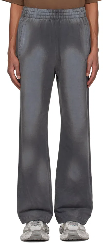 We11 Done Gray Standard Logo Washed Sweatpants In Charcoal