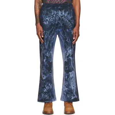 We11 Done Gray Tattoo Printed Sweatpants In Blue
