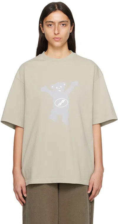 We11 Done Gray Teddy Logo T-shirt In Grey