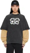 We11 Done T-shirt Im Layering-look Mit Teddy In Black