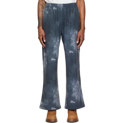 We11 Done Gray Trompe L'oeil Denim Printed Sweatpants In Blue