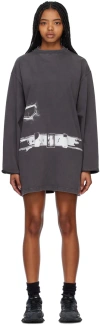 We11 Done Gray Trompe L'oeil Minidress In Charcoal