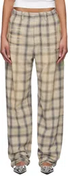 We11 Done Gray Washed Checkered Trousers In Grey