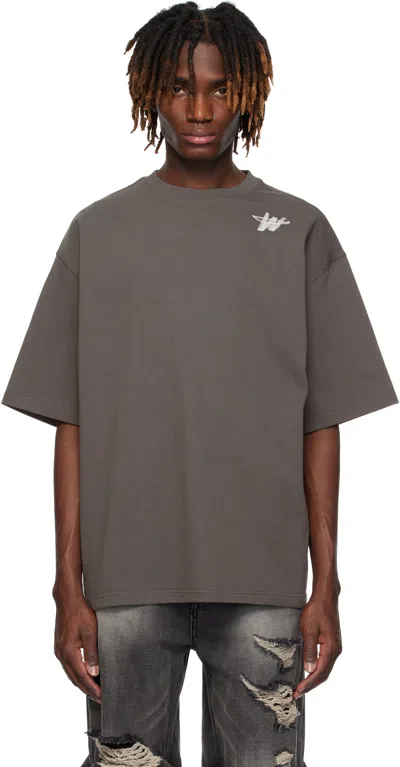 We11 Done Gray Wd Logo T-shirt In Charcoal