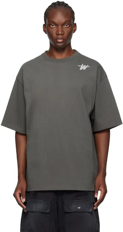 We11 Done Gray Wd Logo T-shirt In Charcoal