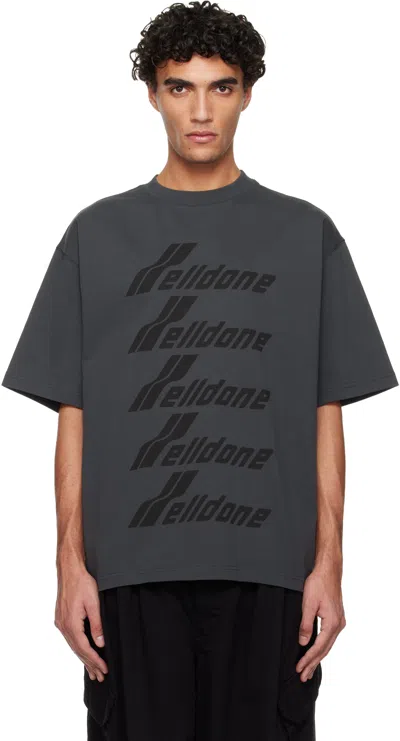 We11 Done Gray 'we11done' Front Logo T-shirt