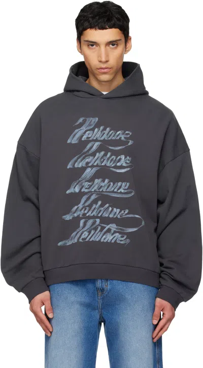 We11 Done Gray 'we11done' Multi-logo Hoodie