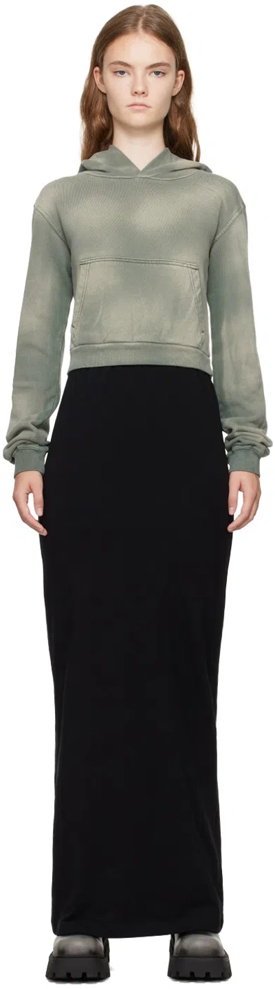 We11 Done Green & Black Layered Hoodie Dress In Khaki