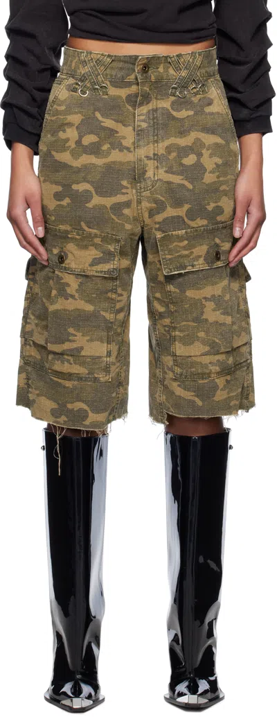 We11 Done Green Camo Vintage Shorts In Mix