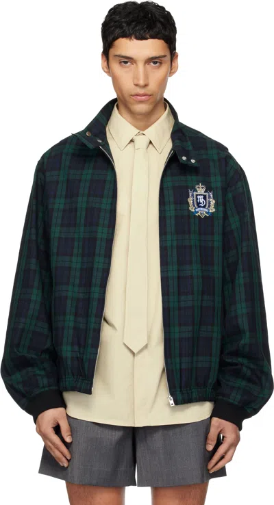 We11 Done Green Classic Check Herrington Jacket In Black