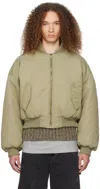 We11 Done Green Puff Bomber Jacket In Khaki