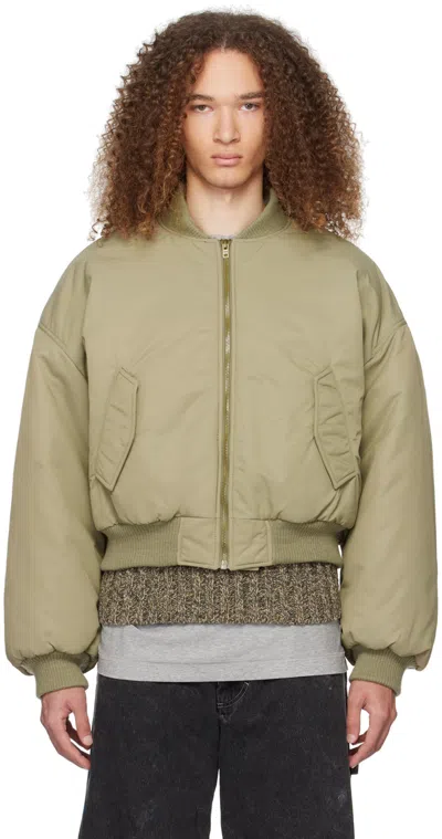 We11 Done Green Puff Bomber Jacket In Khaki