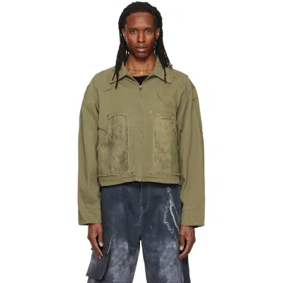 We11 Done Green Vintage Pin-tucked Work Jacket
