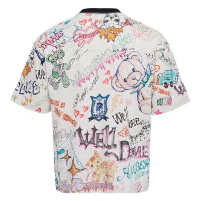 WE11 DONE GREY DOODLE PRINTED T-SHIRT