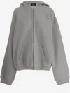 We11 Done Cotton Sweatshirt With Rhinestones And Studs In Gray