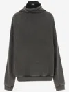 We11 Done High Collar Cotton Sweatshirt With Dropped Shoulders In Gray