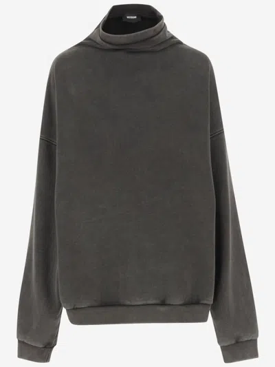 We11 Done Grey High Neck Logo Sweatshirt In Gray