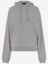 We11 Done Hooded Cotton Sweatshirt With Embroidered Logo And Pouch Pocket In Gray