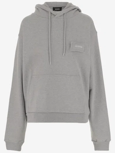WE11 DONE GREY LONG SLEEVES LOGO HOODIE
