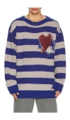 We11 Done Grunge Stripe Pullover In Blue