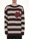 We11 Done Grunge Stripe Pullover In Brown