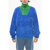 We11 Done Half Zip Velour Sweatshirt In Blue