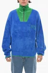 We11 Done Half Zip Velour Sweatshirt In Blue