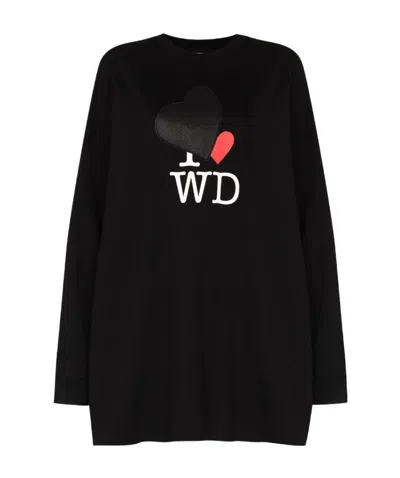 We11 Done Heart-patch Crew-neck Sweatshirt In Black