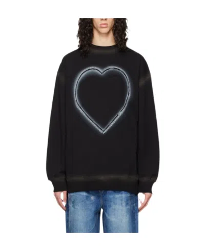 We11 Done Heart-print Cotton Sweatshirt In Black