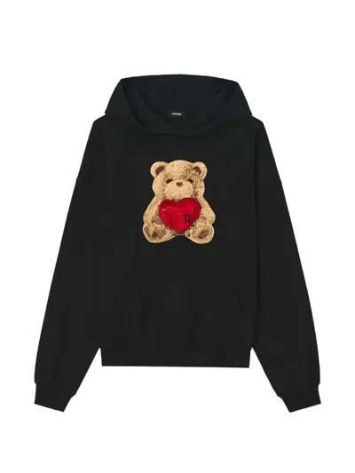 We11 Done Heart Teddy Hoodie In Black