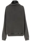 We11 Done High Collar Cotton Sweatshirt With Dropped Shoulders In Black