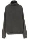 We11 Done High Collar Cotton Sweatshirt With Dropped Shoulders In Gray