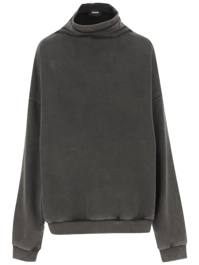 WE11 DONE HIGH COLLAR COTTON SWEATSHIRT WITH DROPPED SHOULDERS