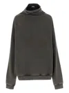 We11 Done High Collar Cotton Sweatshirt With Dropped Shoulders In Gray