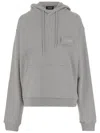 We11 Done Hooded Cotton Sweatshirt With Embroidered Logo And Pouch Pocket In Gray