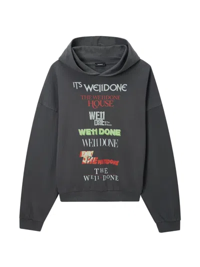 We11 Done Hooded Graphic Sweatshirt In Gray