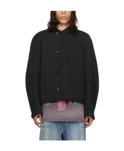 We11 Done Hooded Long-sleeved Casual Jacket In Black